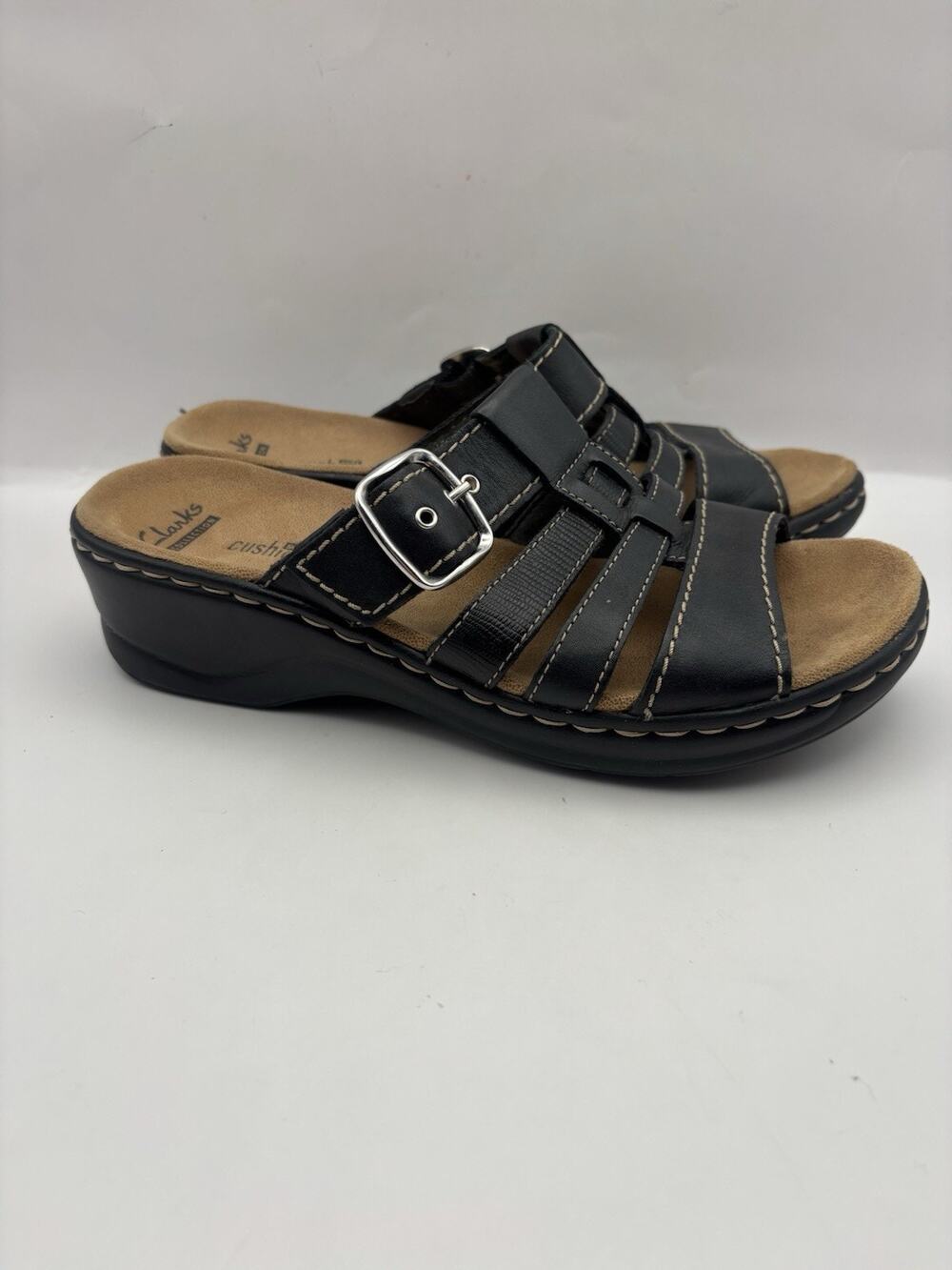 Clarks Leisa Black Strappy Sandals Women Size 7.5